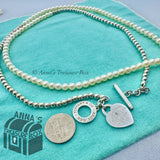 Return to Tiffany & Co. 925 Silver Pearl Wrap 16" Necklace (box, pouch, ribbon)