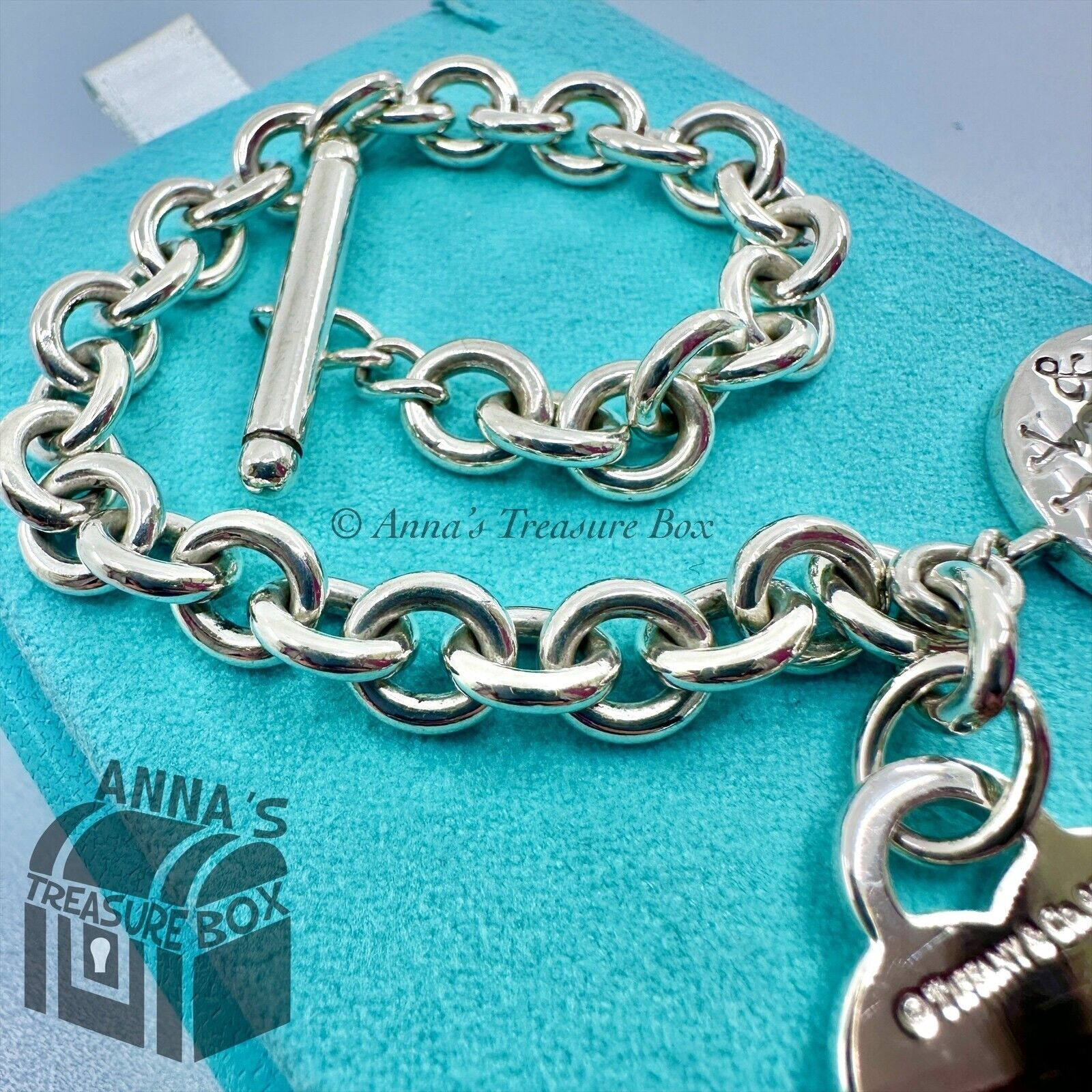 Tiffany & Co. 925 Silver MED RTT Heart Tag Toggle 8.5