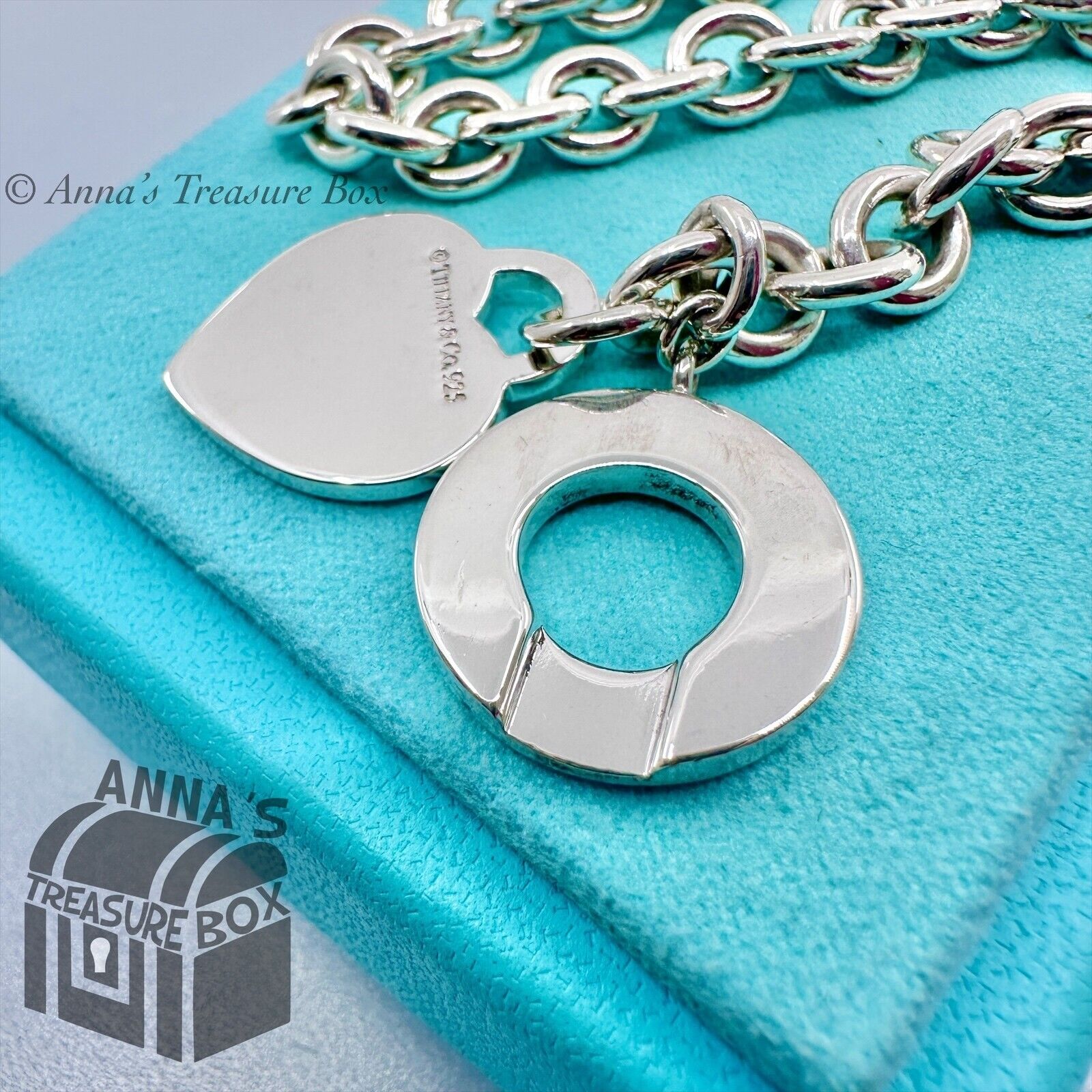 Tiffany & Co. 925 Silver MED RTT Heart Tag Toggle 8.5