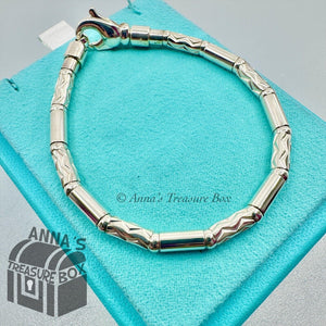 Tiffany & Co. 925 Silver Aztec Etched Zigzag 7.5" Bracelet (pouch)