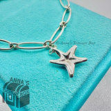 Tiffany & Co. 925 Silver Elsa Peretti Starfish Link Charm 7.5" Bracelet (pouch)