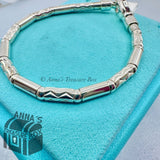 Tiffany & Co. 925 Silver Aztec Etched Zigzag 7.5" Bracelet (pouch)