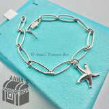 Tiffany & Co. 925 Silver Elsa Peretti Starfish Link Charm 7.5" Bracelet (pouch)