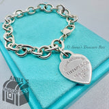 Return To Tiffany & Co. Silver 925 Blue Enamel RTT Heart 7.75" Bracelet (pouch)