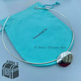 Tiffany & Co. 925 Silver Oval Tag Wire Hook 16" Choker Necklace (pouch)