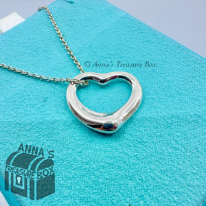 Tiffany & Co. 925 Silver Elsa Peretti MEDIUM Open Heart 16" Necklace (pouch)