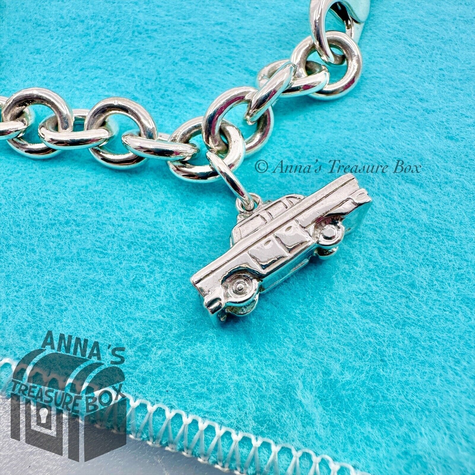 Tiffany & Co. 925 Silver NYC Apple Taxi Pretzel 5th Ave Charm 7.25