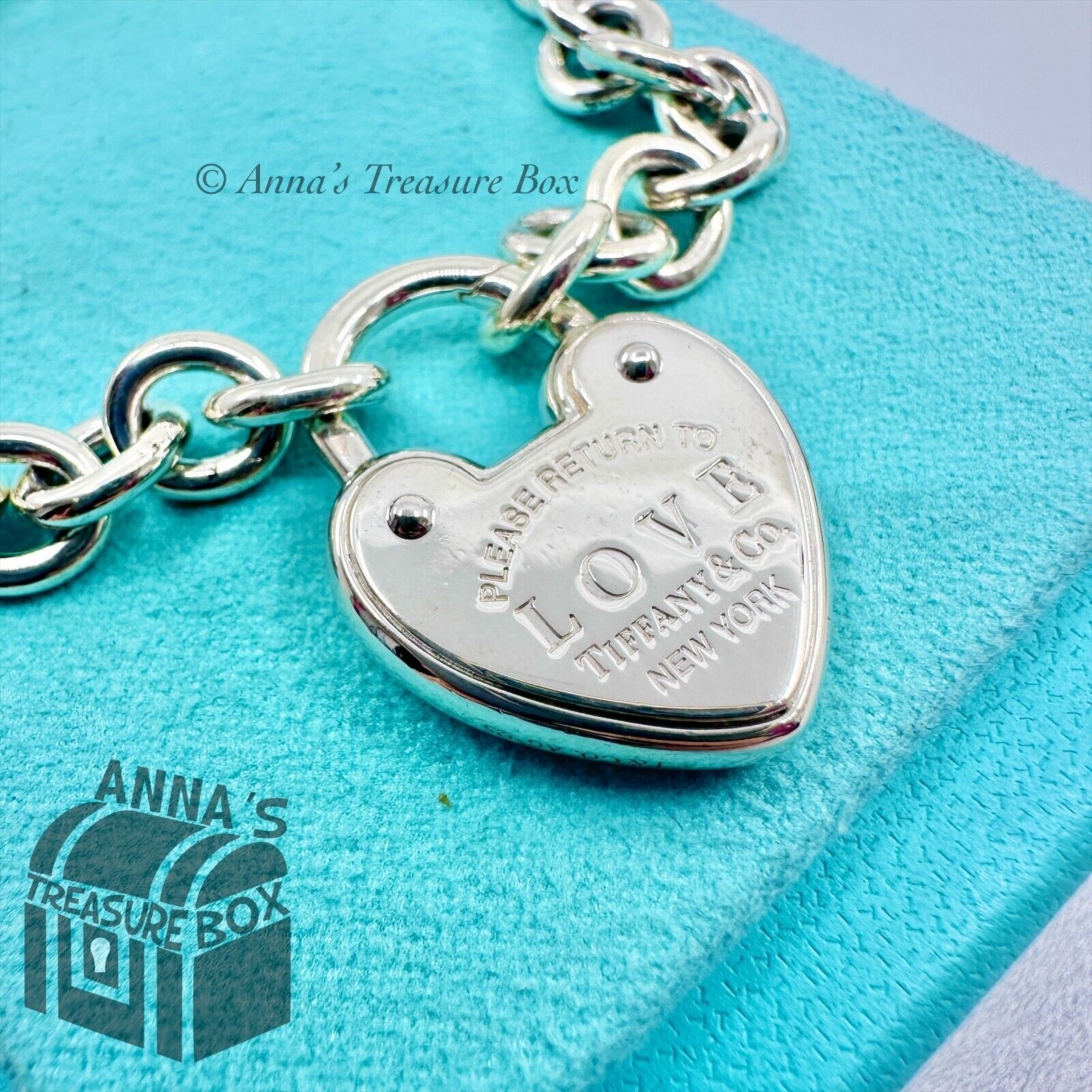 Tiffany & Co. 925 Silver Love Lock Padlock X-Large Chain 8.25