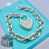 Tiffany & Co. 925 Silver Love Lock Padlock X-Large Chain 8.25" Bracelet (pouch)