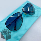 Tiffany & Co. TF 3039-B 6051/4L 61-11 130 Silver Blue Aviator Sunglasses (pouch)