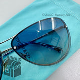 Tiffany & Co. TF 3039-B 6051/4L 61-11 130 Silver Blue Aviator Sunglasses (pouch)