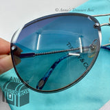 Tiffany & Co. TF 3039-B 6051/4L 61-11 130 Silver Blue Aviator Sunglasses (pouch)