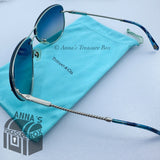 Tiffany & Co. TF 3039-B 6051/4L 61-11 130 Silver Blue Aviator Sunglasses (pouch)