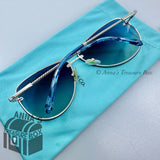 Tiffany & Co. TF 3039-B 6051/4L 61-11 130 Silver Blue Aviator Sunglasses (pouch)