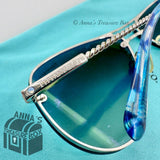 Tiffany & Co. TF 3039-B 6051/4L 61-11 130 Silver Blue Aviator Sunglasses (pouch)