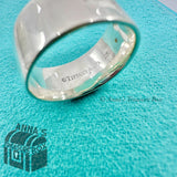 Tiffany & Co. 925 Silver Keyhole 2 Diamond Wide Band Ring Sz. 8 (pouch)