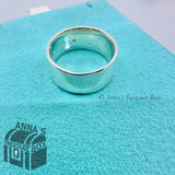 Tiffany & Co. 925 Silver Keyhole 2 Diamond Wide Band Ring Sz. 8 (pouch)