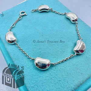 Tiffany & Co. 925 Silver Elsa Peretti 11mm 5 Bean 7" Bracelet (pouch)