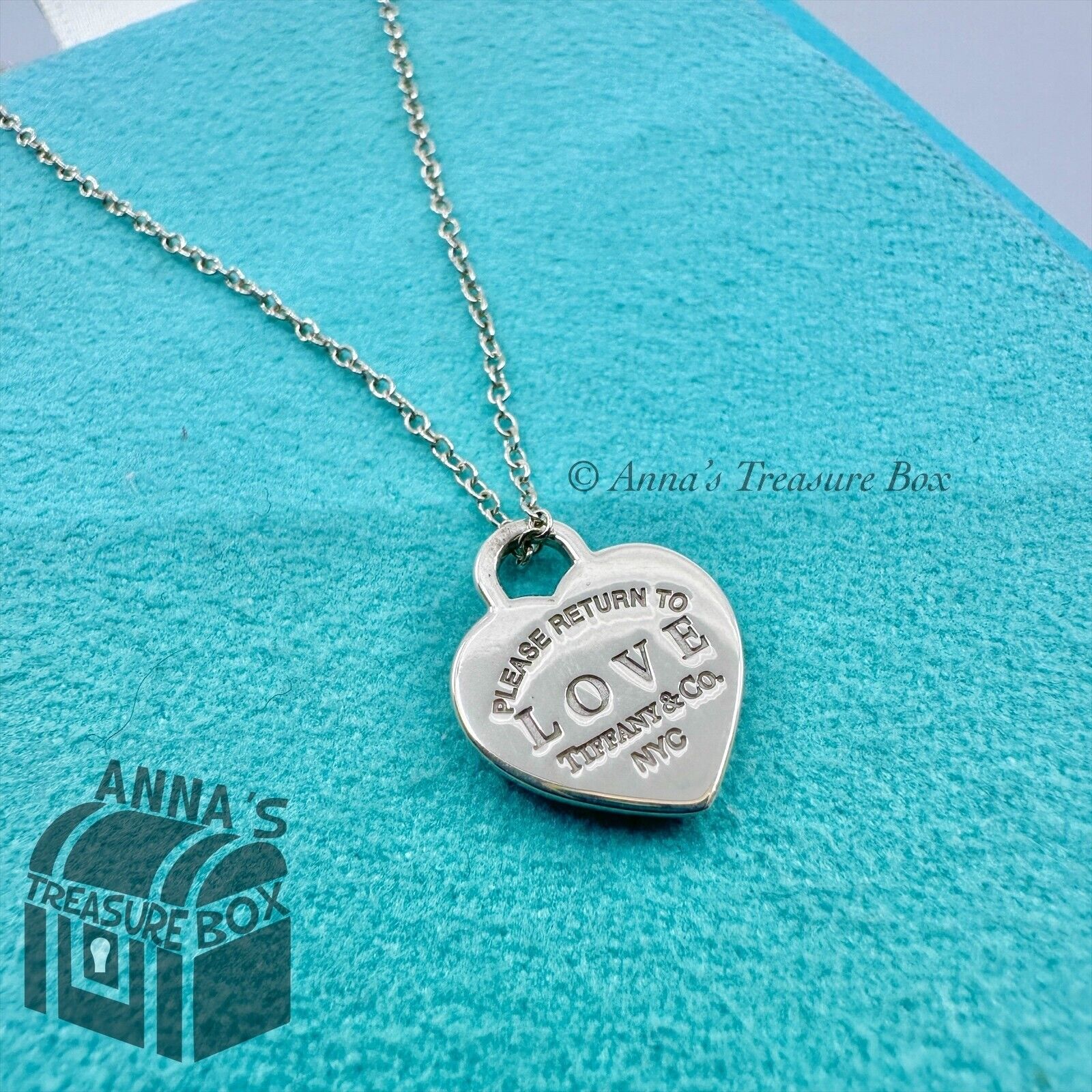 Return To Tiffany & Co. Blue Enamel LOVE Heart 16-18