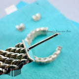 Tiffany & Co. 925 Silver Small Somerset Mesh Hoop Huggie Earrings (pouch)