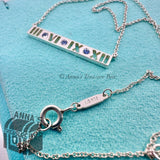 Tiffany & Co. 925 Silver Atlas Cutout Bar Blue Sapphire 16-18" Necklace (boxset)