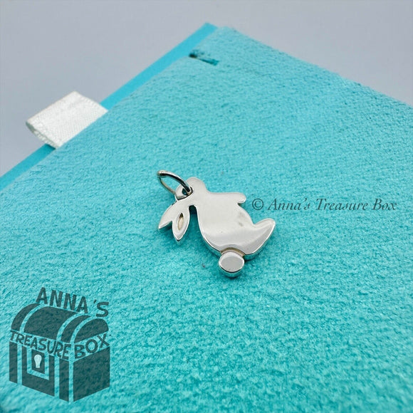 Tiffany & Co. 925 Silver Snuggle Bunny Rabbit Charm Pendant (box, pouch, ribbon)