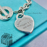 Tiffany & Co. 925 Silver MED RTT Heart Tag Toggle 7.75" Bracelet (bx, pch, rbn)