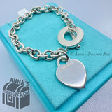 Tiffany & Co. 925 Silver MED RTT Heart Tag Toggle 7.75" Bracelet (bx, pch, rbn)