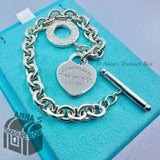 Tiffany & Co. 925 Silver MED RTT Heart Tag Toggle 7.75" Bracelet (bx, pch, rbn)