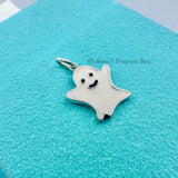 Tiffany & Co. 925 Silver Halloween White Enamel Ghost Charm (box, pouch, ribbon)