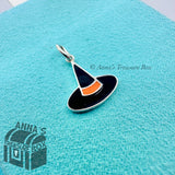 Tiffany & Co. 925 Silver Black & Orange Enamel Witch Hat Charm (box, pch, rbbn)