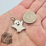 Tiffany & Co. 925 Silver Halloween White Enamel Ghost Charm (box, pouch, ribbon)