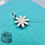 Tiffany & Co. 925 Silver Blue Enamel Daisy Charm Pendant (box, pouch, ribbon)