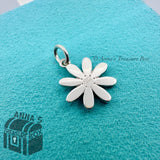 Tiffany & Co. 925 Silver Pink Enamel Daisy Charm (box, pouch, ribbon)