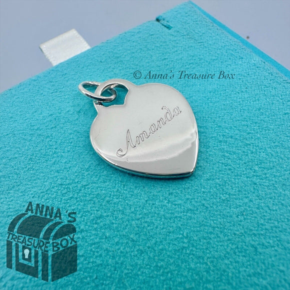 Tiffany & Co. 925 Silver Engraved AMANDA Heart Tag Charm Pendant Tiffany & Co. 925 Silver Engraved AMANDA Heart Tag Charm Pendant