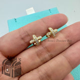 Tiffany  & Co. 18K Yellow Gold Diamond X Cross Stitch Kiss Stud Earring (pouch)