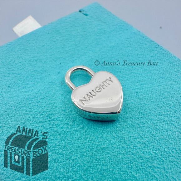 Tiffany & Co. 925 Silver Naughty and Nice Heart Padlock Charm Pendant (pouch)