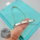 Tiffany & Co. 925 Silver Atlas Numeral Pierced ID Bar 7.5" Bracelet (Pouch)