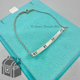 Tiffany & Co. 925 Silver Atlas Numeral Pierced ID Bar 7.5" Bracelet (Pouch)