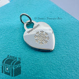 Tiffany & Co. 925 Silver Engraved Snowflake Heart Tag Charm Pendant