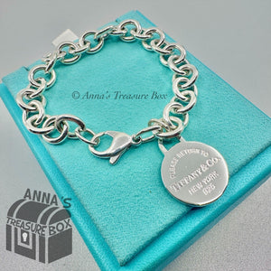 Tiffany & Co. 925 Silver RTT Round Tag 7.75" Bracelet NEW VERSION (bx, pch, rbn)