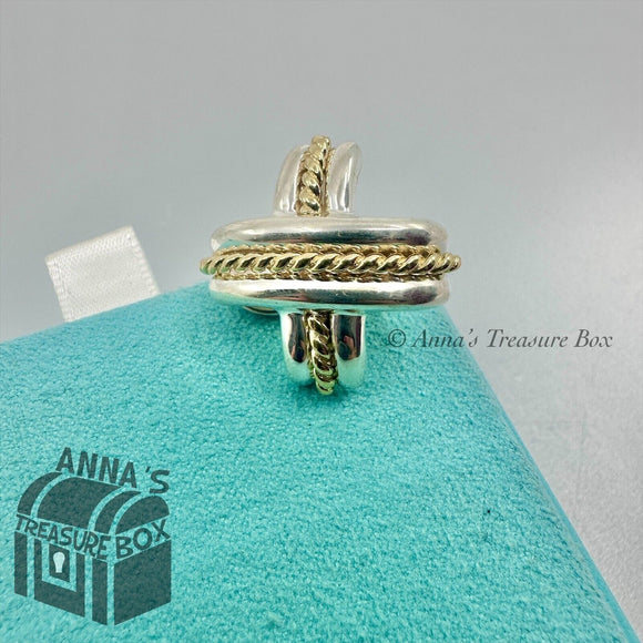 Tiffany & Co. 925 Silver & 18K Gold Signature X Clip On Large SINGLE Earring