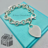 Tiffany & Co. 925 Silver Engraved "Jessica" Heart Tag Charm 7.75" Bracelet (pch)