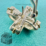 Tiffany & Co. 925 Silver & 18K Gold Signature X Clip On Large SINGLE Earring