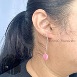 Tiffany & Co. 925 Silver Elsa Peretti Round Pink Rhodonite Dangle Earrings (pch)