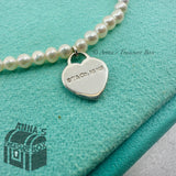 Tiffany & Co. 925 Silver RTT Heart Tag 3mm Pearl 6.75" Bracelet (bx, pouch, rbn)