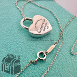 Return to Tiffany & Co. 925 Silver Heart Padlock Lock Charm 16" Necklace (pouch)