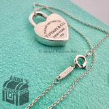 Return to Tiffany & Co. 925 Silver Heart Padlock Lock Charm 16" Necklace (pouch)