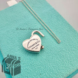 Return to Tiffany & Co. 925 Silver Heart Padlock Lock Charm 16" Necklace (pouch)