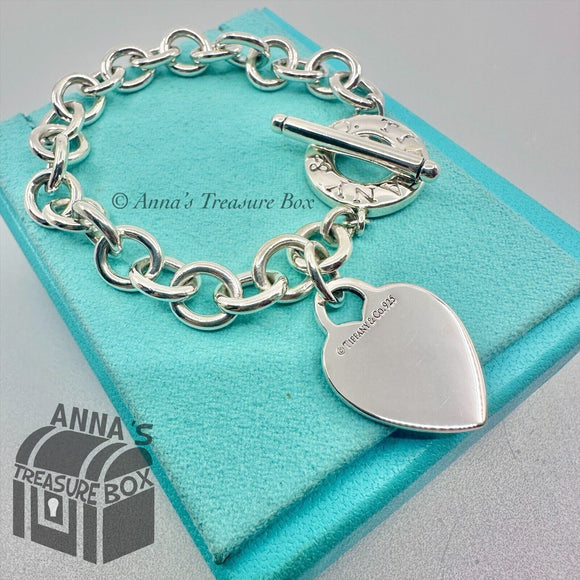 Tiffany & Co. 925 Silver Blank Heart Tag Toggle Charm 8